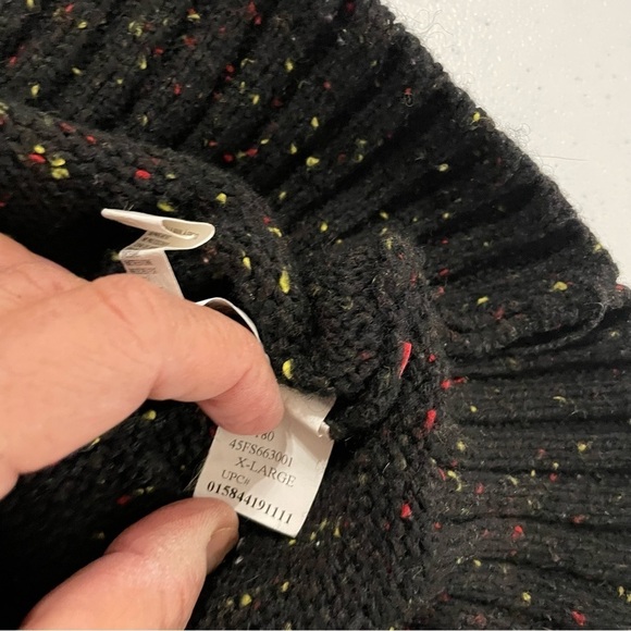 IZOD Men’s Black Speckled 1/4 Zip Mock Neck Sweater Nordic Fair Isle Pattern XL - Picture 9 of 15